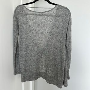 Open Back Long Sleeve Shirt, Gray, Size Small